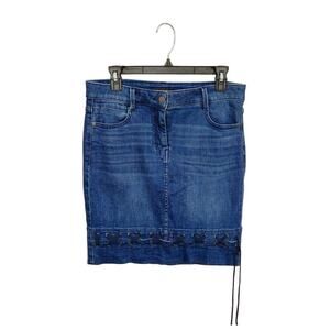 DKNY Skirt Denim Y2K 90s Grunge Knee Length Blue Stretch Sz 27 Small